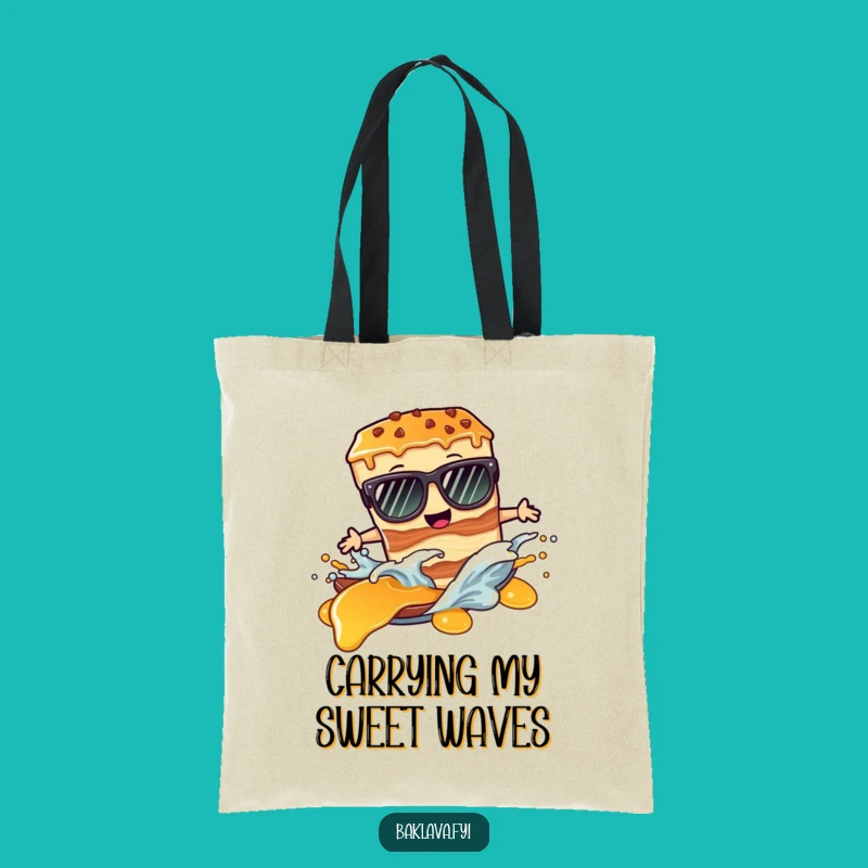 Funny Baklava Tote Bag: Cool Sunglasses Surf on Syrup - Great Gift Idea