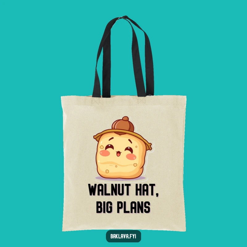 Funny Surprised Baklava Tote Bag with Walnut Hat - Practical & Hilarious